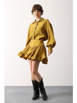 Korse Belli Pileli Mini Etek