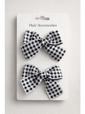 Laria Ekose Kare Desenli 2'li Bebek Çocuk Saç Tokası