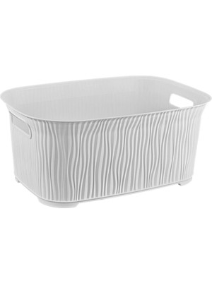 abnturk Ultra Lüks 26L Beyaz Dalgalı Köşeli Sele Oyuncak Sepeti Çamaşır Sepeti Çok Amaçlı Sepet 50X22X34CM