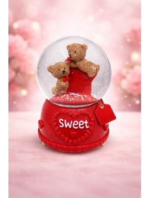 Lumindra Romantik Ayıcık Kar Küresi – Sevgililer Günü Hediyelik Müzikli