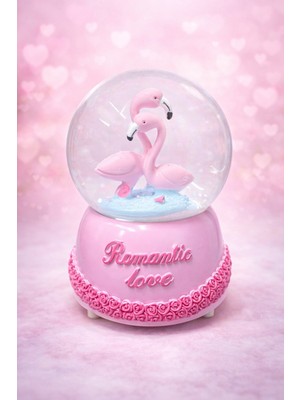 Lumindra Aşk Flamingoları Kar Küresi – Romantik Dekoratif Hediye