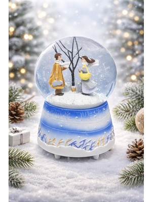 Lumindra Romantik Kar Küresi – Çift Figürlü Romantik Kış Masalı Kar Küresi Pilli