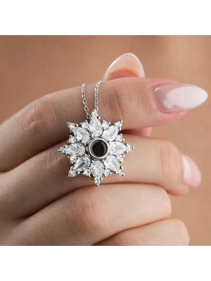Inure Jewelry Gümüş 100 Dilde Seni Seviyorum Lotus Kadın Kolye