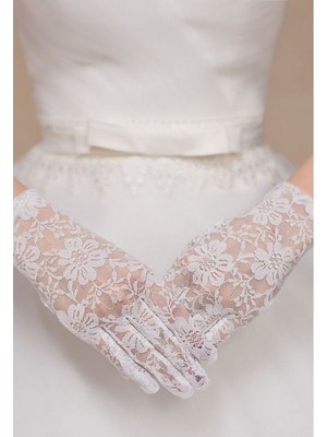 Esranın Dünyası Beyaz Renk Kısa Dantelli Eldiven (4887) RSGO34-ESRDNS