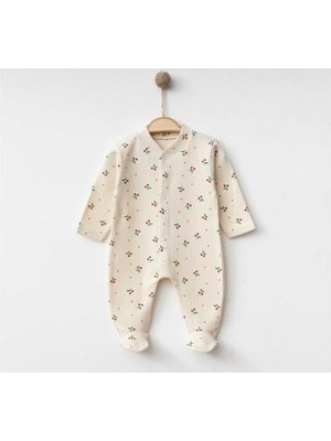 Nayinom Unisex Kiraz Temalı %100 Pamuklu Patikli Çıtçıtlı 3 Lü Tulum 0-3-6 Ay