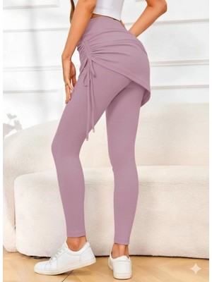 Marsilyan- Kadın Yüksek Bel Yandan Büzgülü Alttan Uzun Kaşkorse Tayt Etek