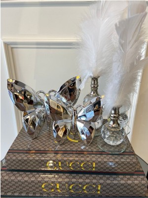 Lumindra 2’li Set Dekoratif Kristal Görünümlü Kelebek Biblo – Gümüş