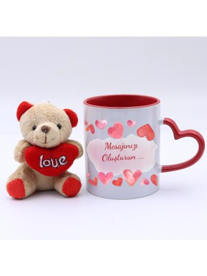Kişiye Özel Mesajlı Kupa & Mini Love Ayıcık Hediye Seti