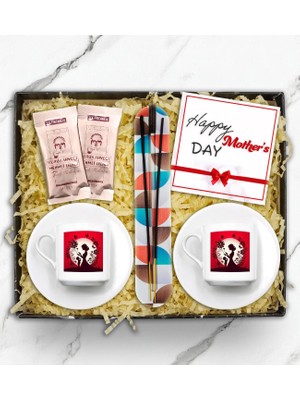 Anneler Gününe Özel 2'li Beyaz Fincan Takımı & Tütsü & 2'li Kahve & Not Hediye Seti