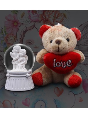 Mini Love Ayıcık &  Melek Kar Küresi Hediye Seti