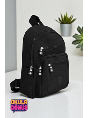 Clodi Kadın Siyah Şık Günlük Sırt Çantası - Modern Tasarım Çok Bölmeli Anne & Bebek ve Gezi Çantası