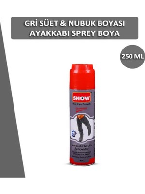 abnturk Fırça Kapaklı Süet ve Nubuk Renk Yenileyici Ayakkabı Bakım Spreyi Gri Renk  250ML