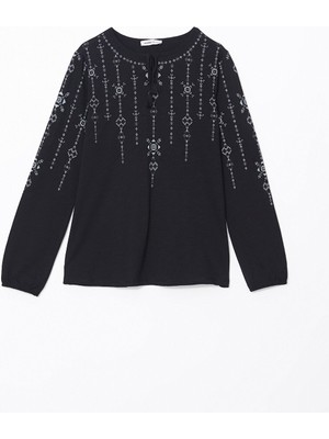 Lc Waikiki Yeni Sezon Bağlamalı Yaka Desenli Kadın Bluz