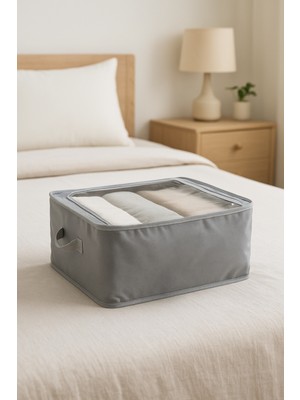 Handyol 4 Adet Pencereli Dolap Içi Düzenleyici Katlanabilir Çelik Destekli Fermuarlı Kıyafet Organizer Hurç