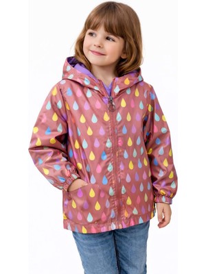 Gültekin Bebe Asya Kids Damla Desenli Kız Yağmurluk 3-7 YAŞ-5560400 - Gül Kurusu