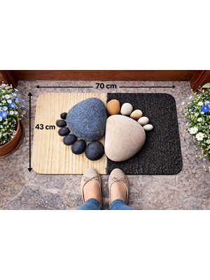 Uygur Home Taş Ayaklar Desenli Kapı Önü ve Çok Amaçlı Paspas