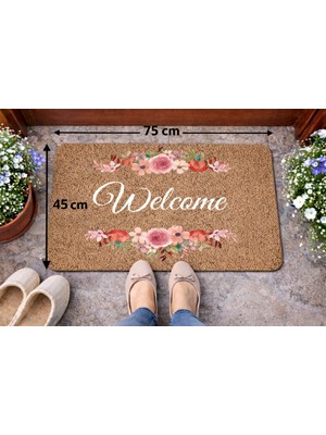 Uygur Home Çiçekli Desenli Coco Görünümlü Kapı Önü ve Iç Mekan Paspası