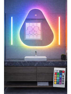 Digital Hayat Amorf Asimetrik Duvar Aynası 72X72 cm Modern Dekoratif Salon Antre Banyo Aynası Kararma Yapmaz