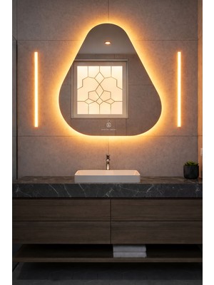 Digital Hayat Amorf Asimetrik Duvar Aynası 72X72 cm Modern Dekoratif Salon Antre Banyo Aynası Kararma Yapmaz