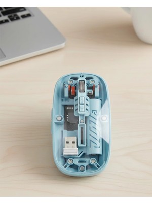 Astraltech Bluetooth 5.2 ve 2.4g USB Kablosuz Mouse Pilli Mavi Tasarım