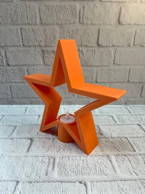 Dekoratif Yıldız Şeklinde Turuncu Mumluk Ev Aksesuarı - Lisinya
