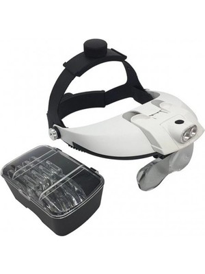 5 Mercekli Çok Fonksiyonlu, Başlık Tip Işıklı Büyüteç 81001H - Lisinya