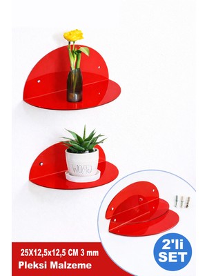 Misspergamon Pleksi Duvar Rafı (2’li Set, 25X12,5X12,5 Cm,
