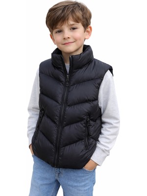 İrem Çocuk Giyim Erkek Çocuk /kız Çocuk Fermuar Kapamalı Fermuar Cepli Siyah Renk Şişme Yelek