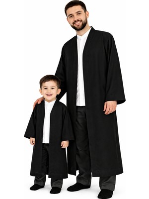 KG Erkek Namaz Cübbesi, Islami Buhara Cübbesi, Namaz Kıyafeti Siyah, Baba Cocuk Kombin Namaz Kostümü