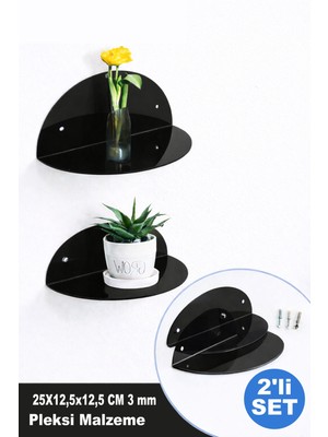 Misspergamon Pleksi Duvar Rafı (2’li Set, 25X12,5X12,5 Cm,