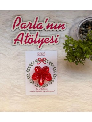 Parla'nın Atölyesi 5 Adet Yeni Yıl Kartı ve Lotus Toka Noel Hediyesi Yılbaşı Hediyesi Noel Yılbaşı Yeniyıl