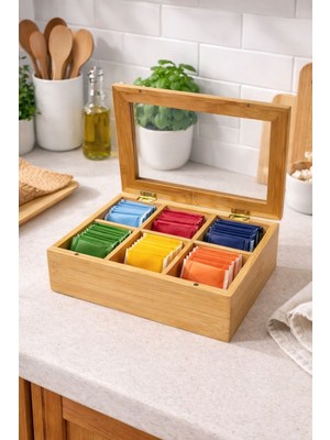 Vivatti Çay Kutusu Bambu 6 Bölmeli