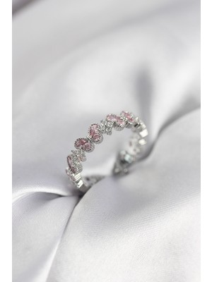 Solenya Pembe Zirkon Taşlı Kelebek Model Kadın Yüzük