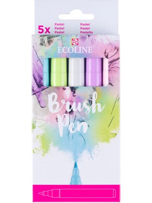 Talens : Ecoline Fırça Uçlu Sulu Boya Kalem Seti : Pastel Renkler Serisi (5 Renk)