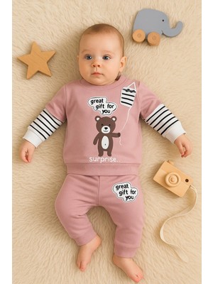 Narnuga Gift For You Desenli 2'li % 100 Pamuk Kız Bebek Takımı