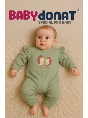 Narnuga Kirpi Nakışlı % 100 Pamuk Kız Bebek Tulum