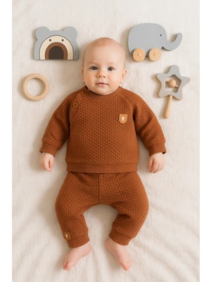 Narnuga Jakarlı Omuzdan Düğmeli 2'li Erkek Bebek Takımı