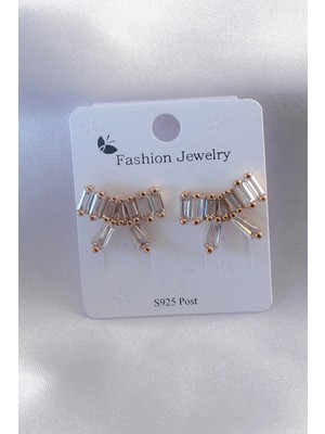 SHC4200 Mey Ithalat® Gold Renk Kurdele Model Zirkon Taşlı Kadın Küpe