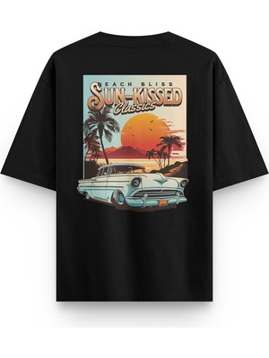 Overoz Classics Car Klasik Araba Sırt Baskılı Oversize Siyah Tshirt 1261