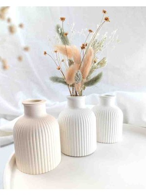 Lenisa Iskandinav Dekoratif Vazo Biblo Beyaz