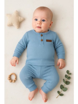 Narnuga Çizgili Kumaş % 100 Pamuk 2'li Unisex Takım