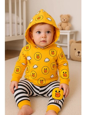 Narnuga Civciv Desenli 2'li % 100 Pamuk Erkek Bebek Takımı