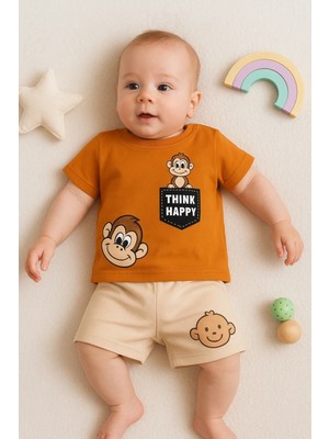 Narnuga Babydonat Maymun Desenli 2li Erkek Bebek Takım