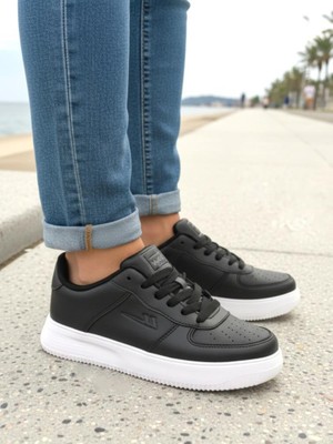 Ellaboni Fınster Wmn Siyah / Beyaz Kadın Sneaker Cilt Spor Ayakkabı Sneaker