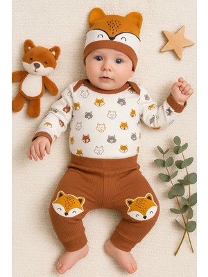 Narnuga Little Fox Desenli 3'lü % 100 Pamuklu Erkek Takım