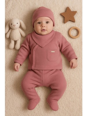 Narnuga Cepli Çizgili 5'li % 100 Pamuk Hastane Çıkış Seti