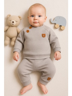 Narnuga Jakarlı Omuzdan Düğmeli 2'li Erkek Bebek Takımı