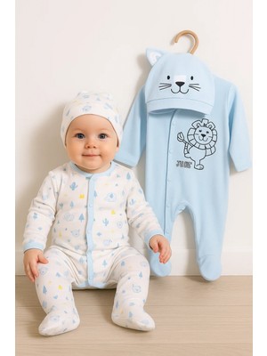 Narnuga Mini Jungle Aslan Desenli Erkek Bebek 4'lü Tulum Seti