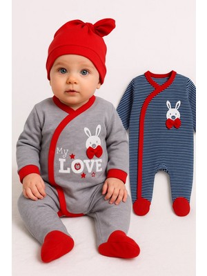 Narnuga Love Desenli Erkek Bebek 4'lü Tulum Seti