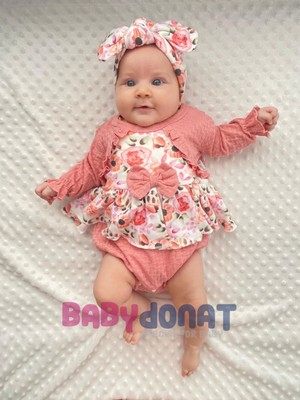 Narnuga Bahar Çiçekleri Desenli Bandanalı Kız Bebek Romper